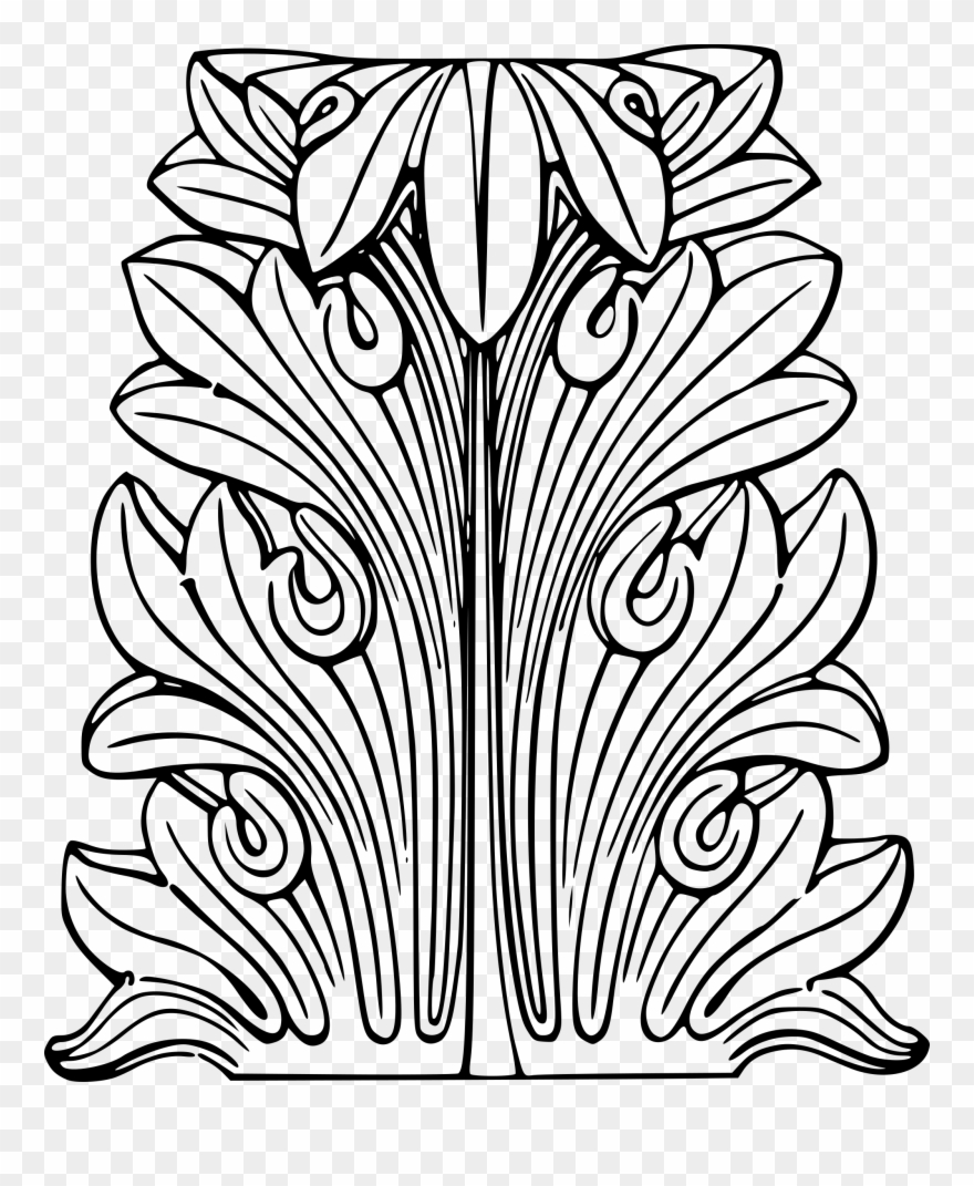 Download Big Image - Acanthus Leaves Line Drawing Clipart (#1484871