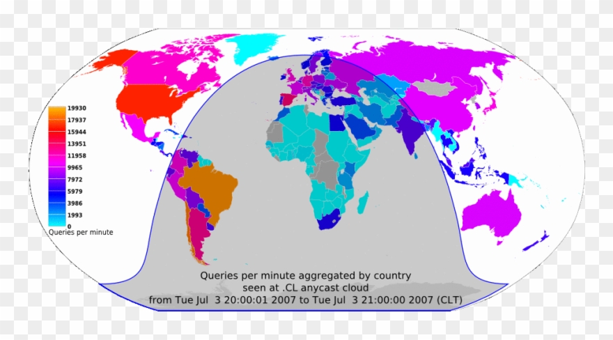 Animated Maps Of Two Days Of Dns Workload For The - Countries In The World That Drive Clipart