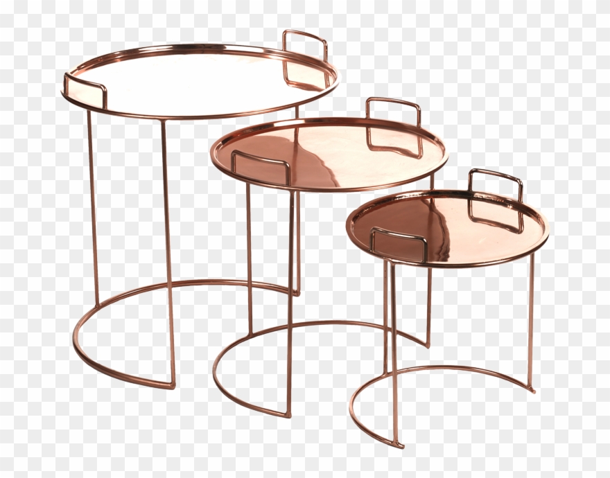Pols Potten Copper Round Nesting Tables - Table Gigogne Ronde Miroir Clipart
