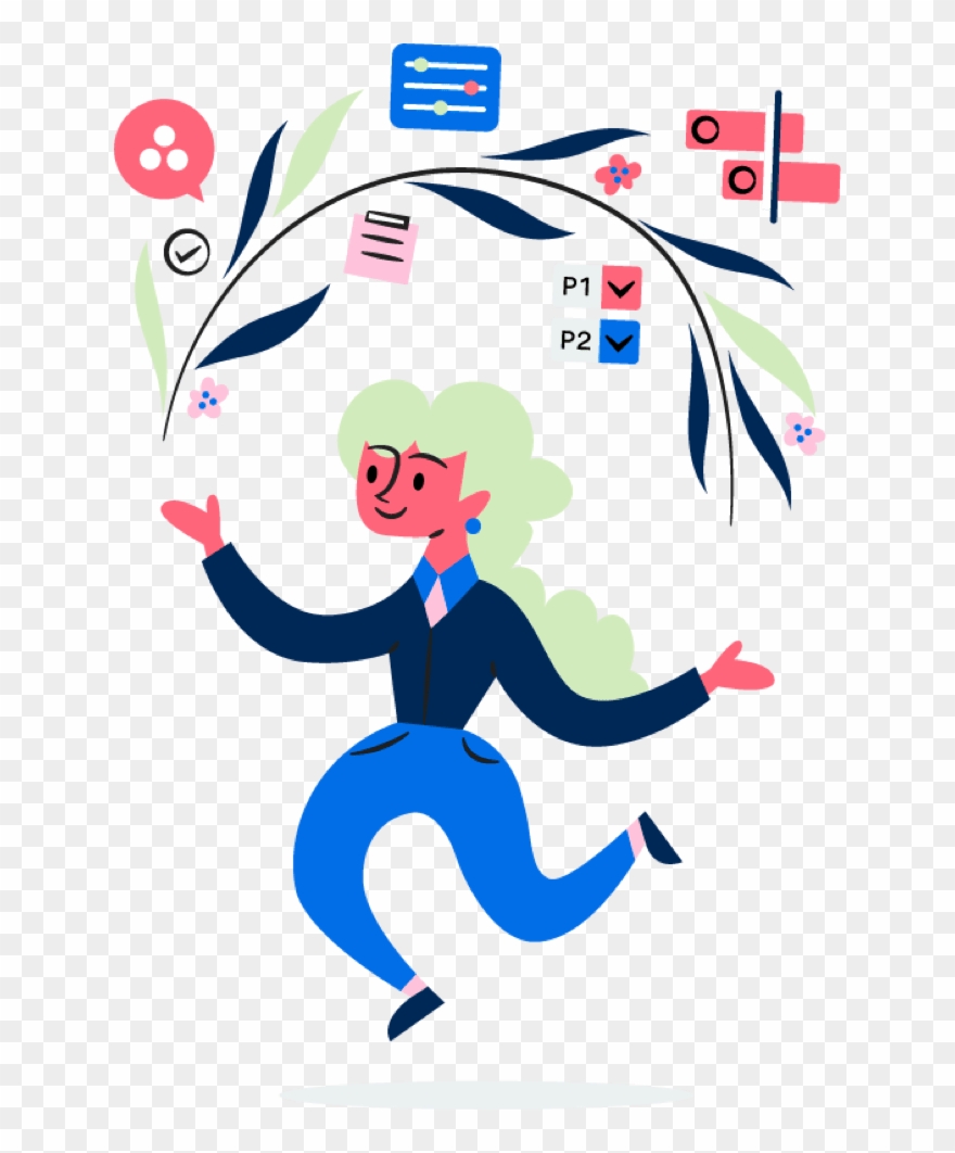 Person With Productivity Icons - Copywriting Clipart