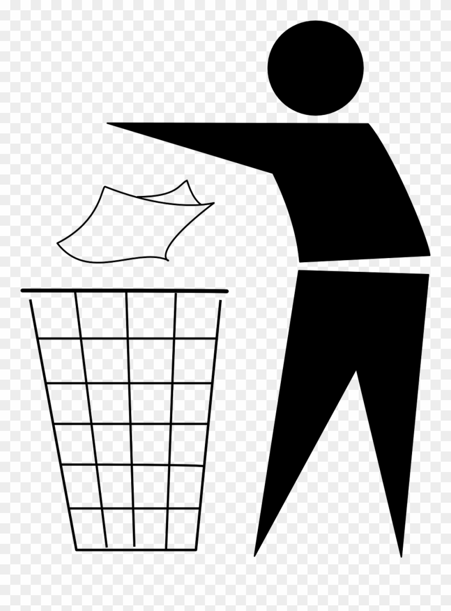 Garbage Clipart Black And White - Throw Trash In The Trash Can - Png Download