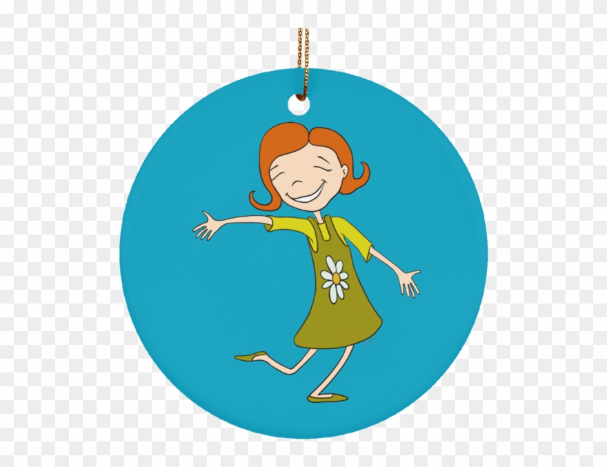Dancing Lady Limited Edition Ceramic Ornament Aqua - Cartoon Clipart