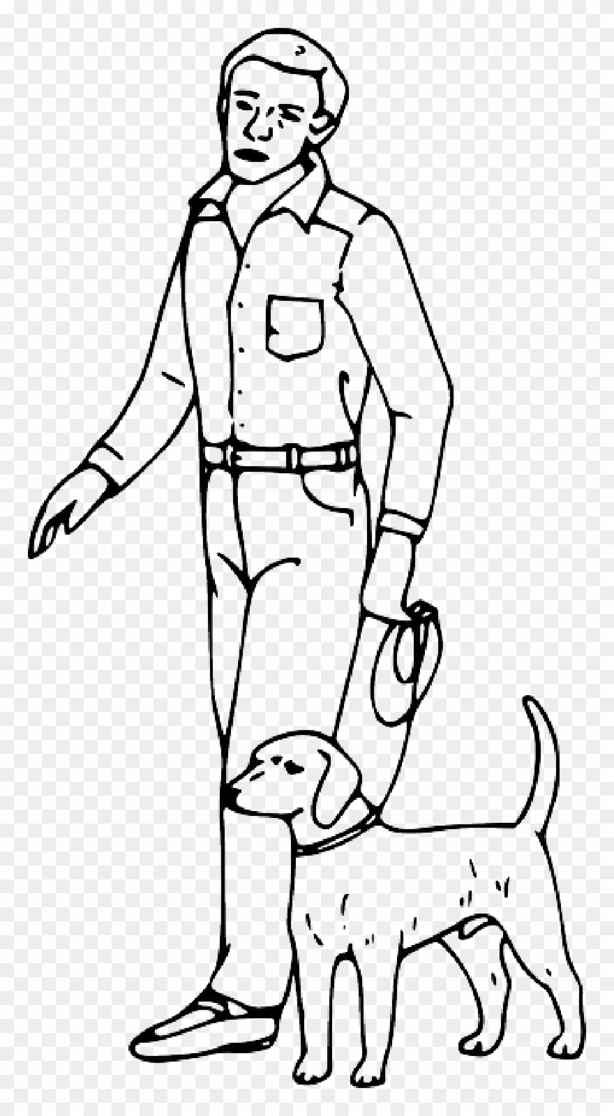 Person Coloring Page - Dog And Man Drawing Clipart