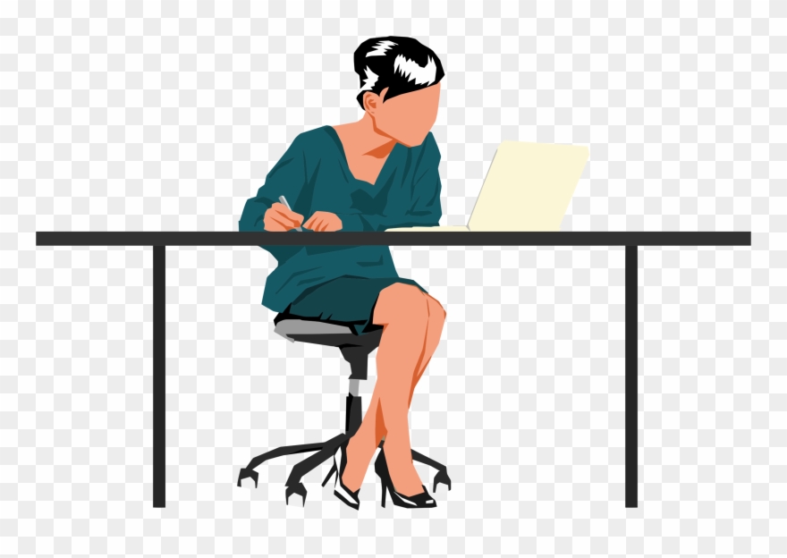 Big Image - Person Sitting At Desk Png Clipart