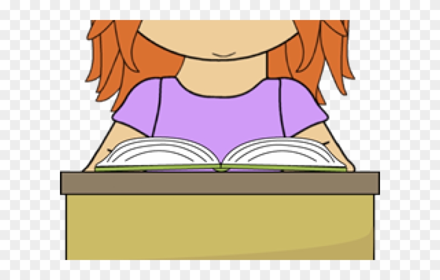 Student Sitting At Desk Clipart - Reading At Desk Clipart - Png Download