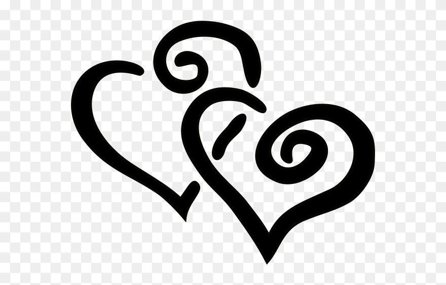 Hearts Design Swirl Black Love Png Image - Love Clipart Black And White Transparent Png