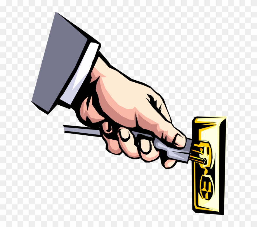 Vector Illustration Of Hand With Electrical Cord And - Power Cord Clipart