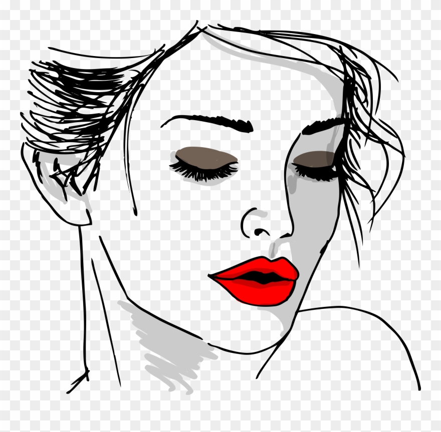 A Bold, Rich Lash Line Makes Our Eyes More Noticeable, - Woman Face Sketch Clipart