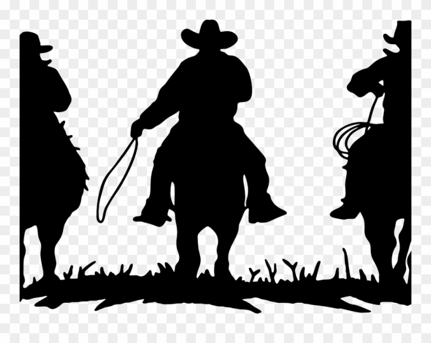 Cowboys Riding Horses Silhouette Clipart