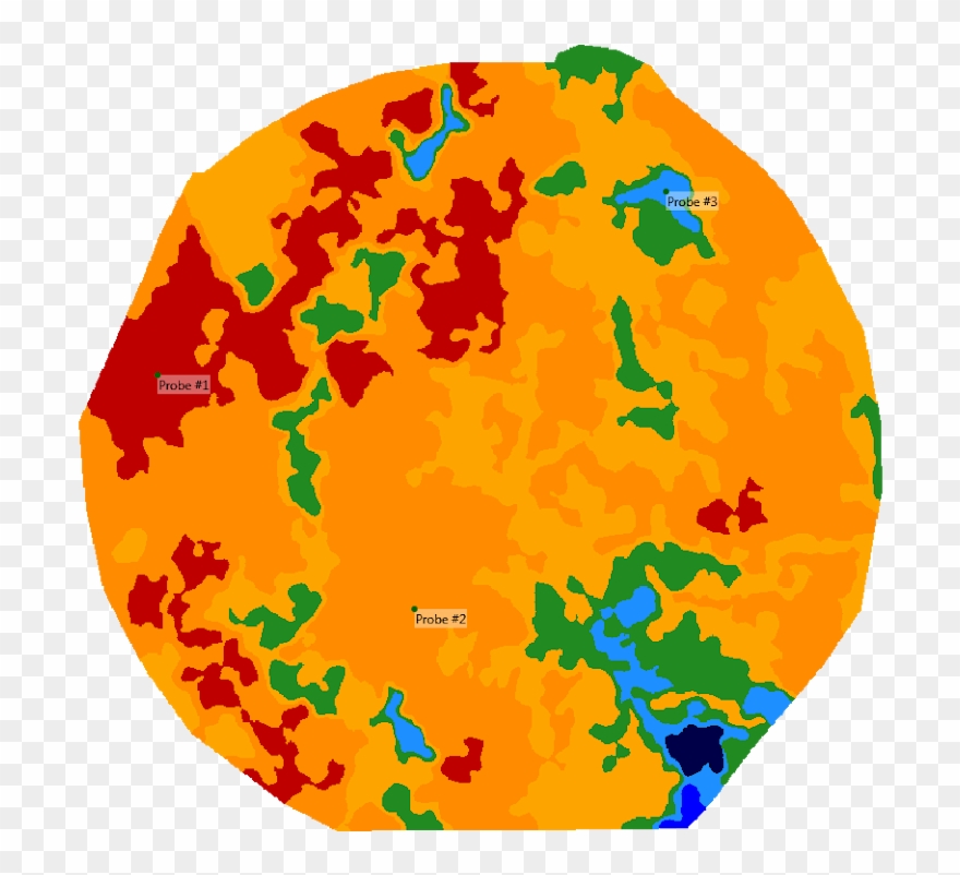 Shallow Em Map With 3 Probe Locations In The Different - Circle Clipart