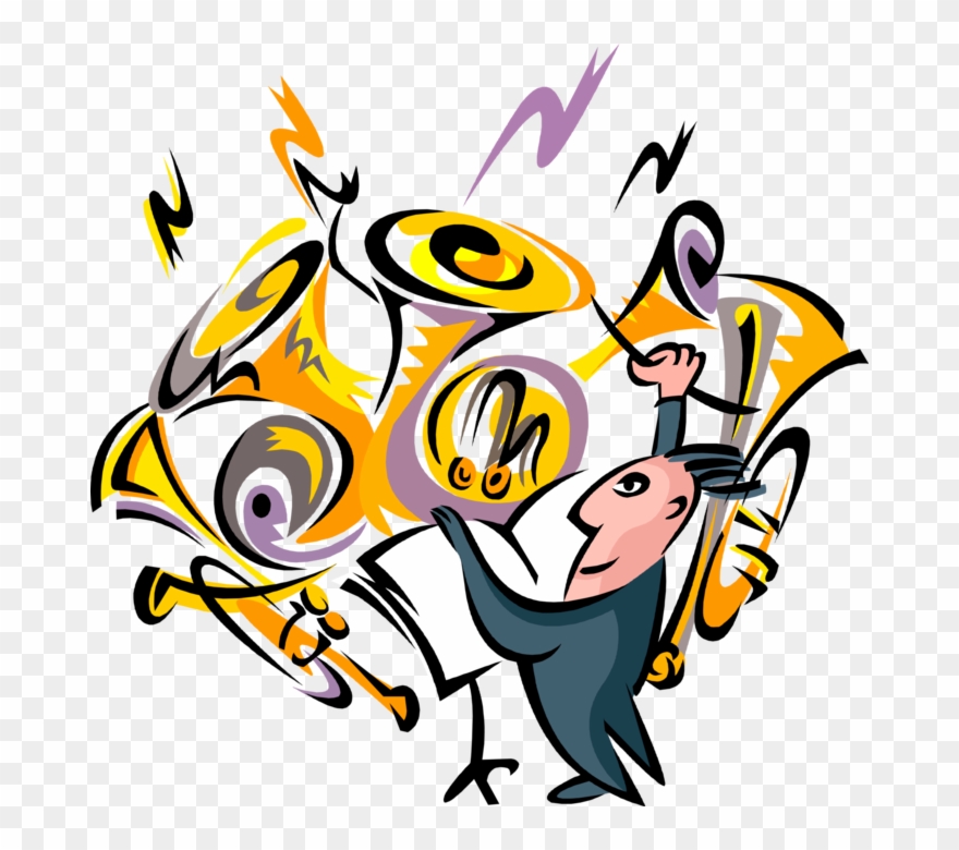 Vector Illustration Of Orchestra Maestro Conductor - Big Band Clip Art - Png Download