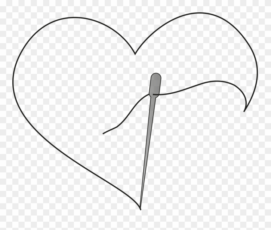 Heart Pin Sew Png Image - Needle And Thread Heart Clipart