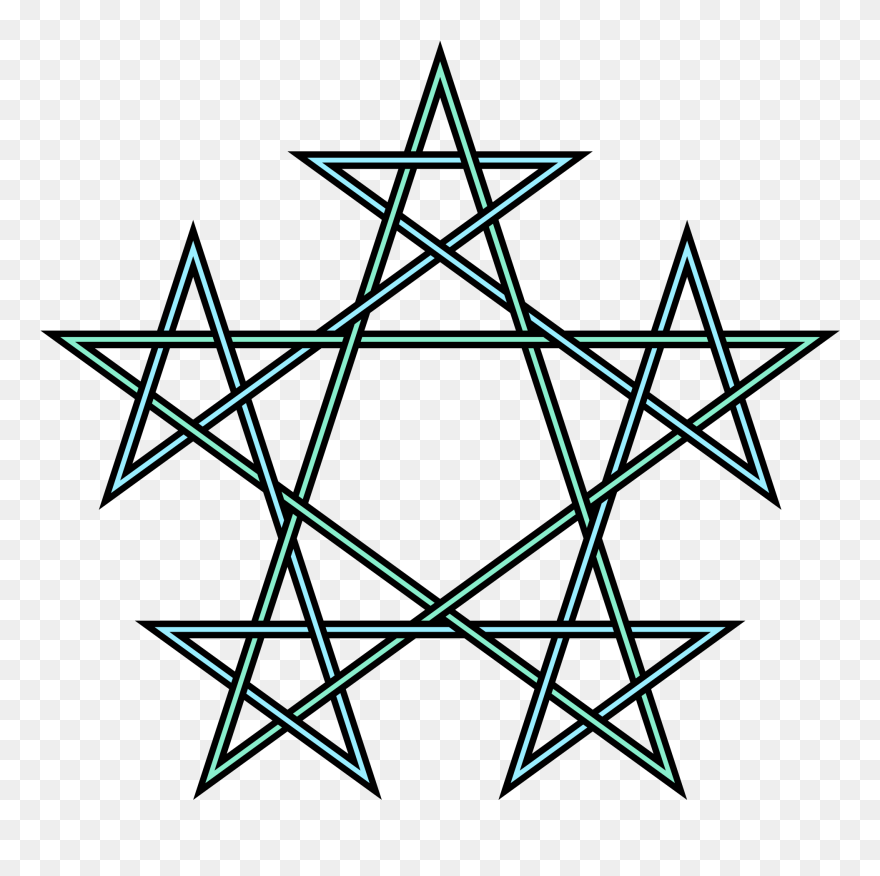 Pentagrams Interlaced Pattern - Pentagram Of Pentagrams Clipart