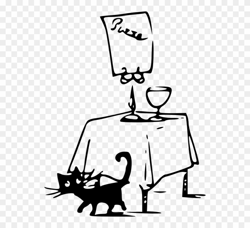 Cartoon Eating Pizza 24, Buy Clip Art - Cat Behind The Table - Png Download