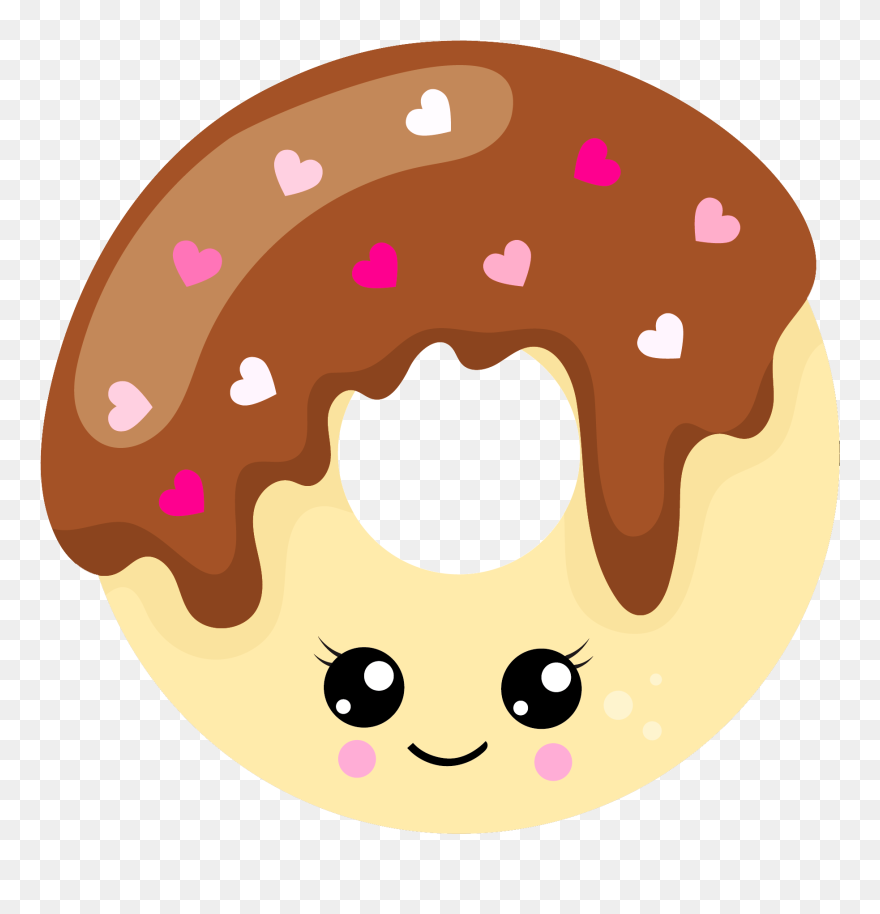 Chocolate Heart Doughnut Kawaii - Doughnut Kawaii Clip Art - Png Download