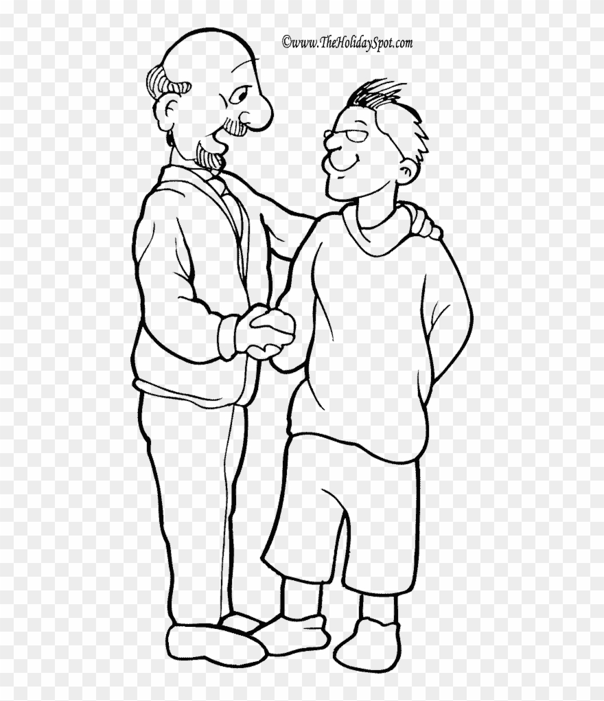 Father Clipart Colouring - Padre E Hijo Dibujo - Png Download