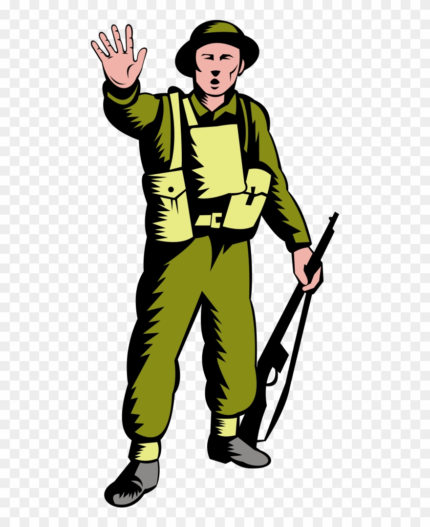 Janitor Clipart Male - Soldados Levantando La Mano - Png Download