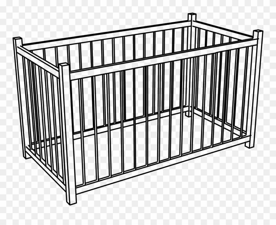 Furniture Cots Play Pens Infant Pillow - Crib Clipart Black And White - Png Download