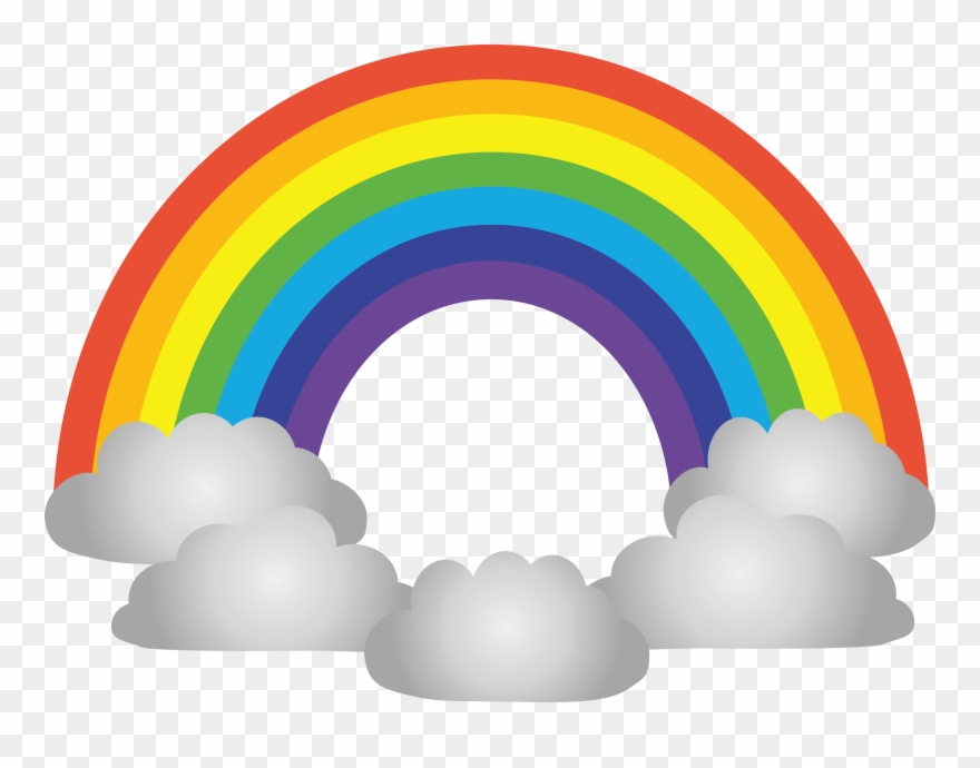 Clip Art Black And White Library - Rainbow And Clouds Clipart - Png Download