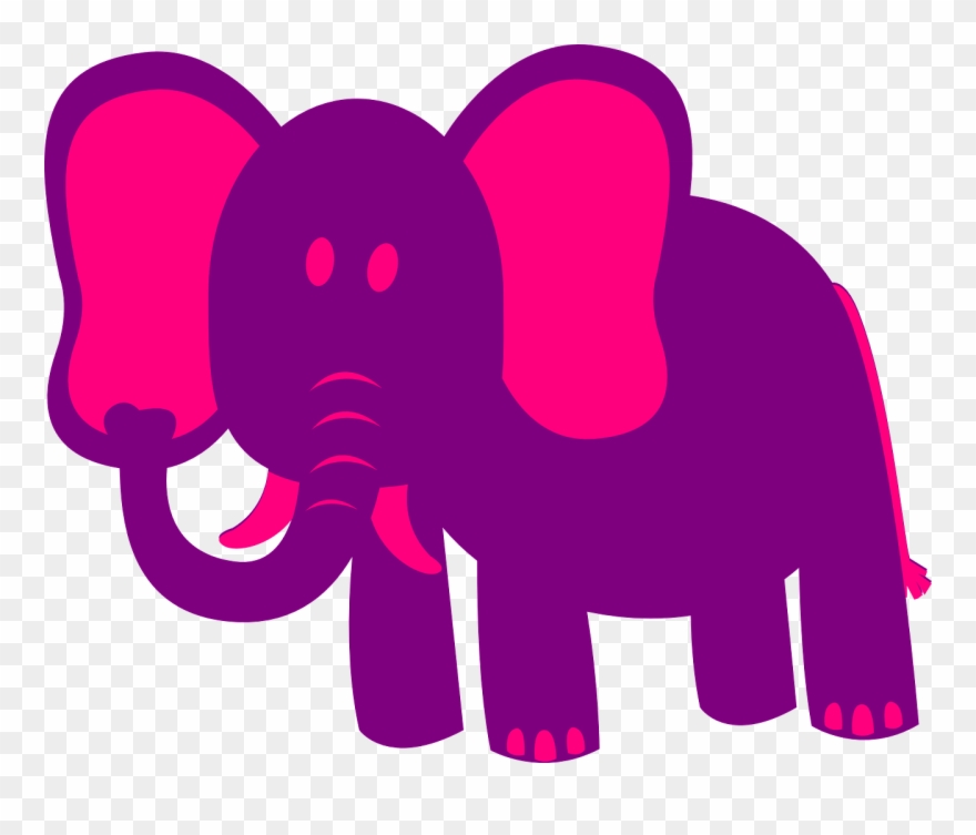 Pink Elephant Cute - Pink & Purple Cartoon Elephant Mugs Clipart