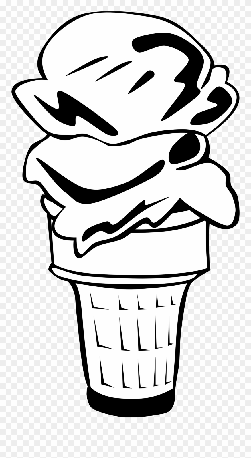 Fast Food Desserts Ice Cream Cone Double - Ice Cream Cones Clipart Black And White - Png Download