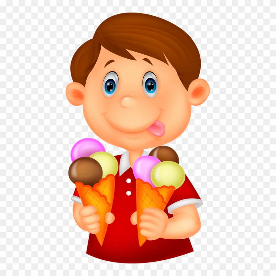 Personnages, Illustration, Individu, Personne, Gens - Boy Eating Ice Cream Clipart - Png Download