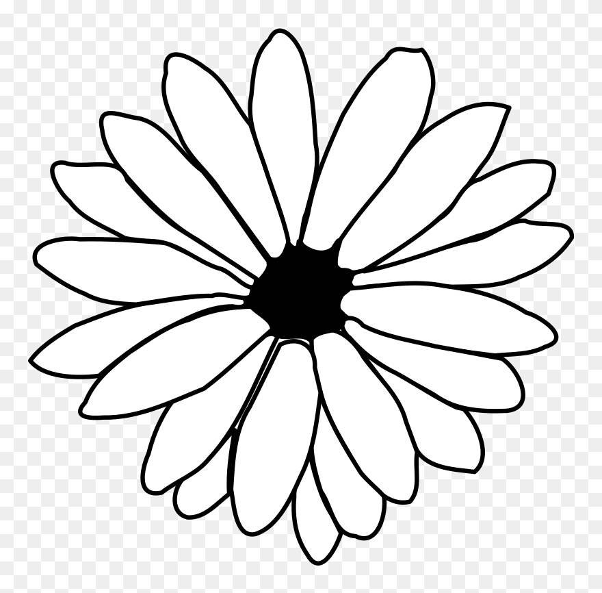 Black Daisy Cliparts - Black And White Clipart Flower - Png Download