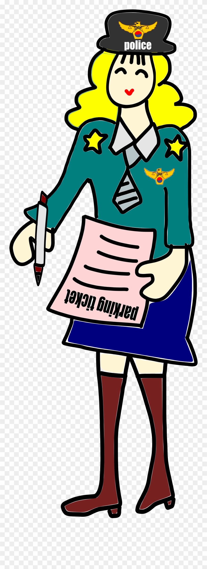 Clipart - Parking Officer Woman Cartoon - Png Download