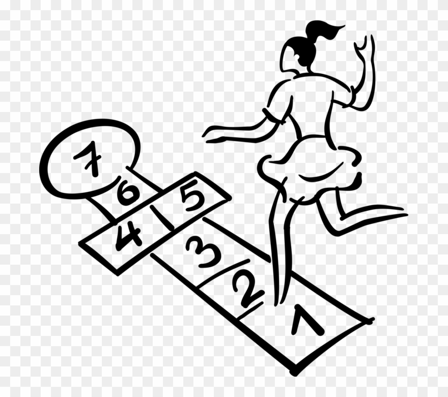 Youngster Plays Vector Image Picture Royalty Free Library - Hopscotch Clipart Black And White - Png Download