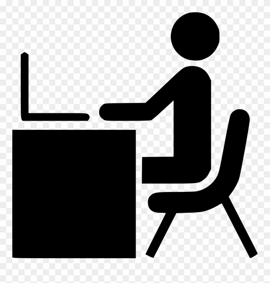 Advertisement Clipart Computer Worker - Person At Desk Icon Vector - Png Download