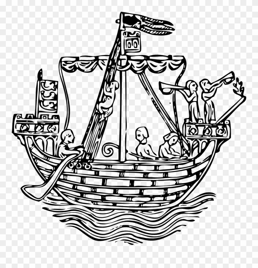 Ship Circa 1284 Ad Png Clip Arts - Ship Woodcut Transparent Png