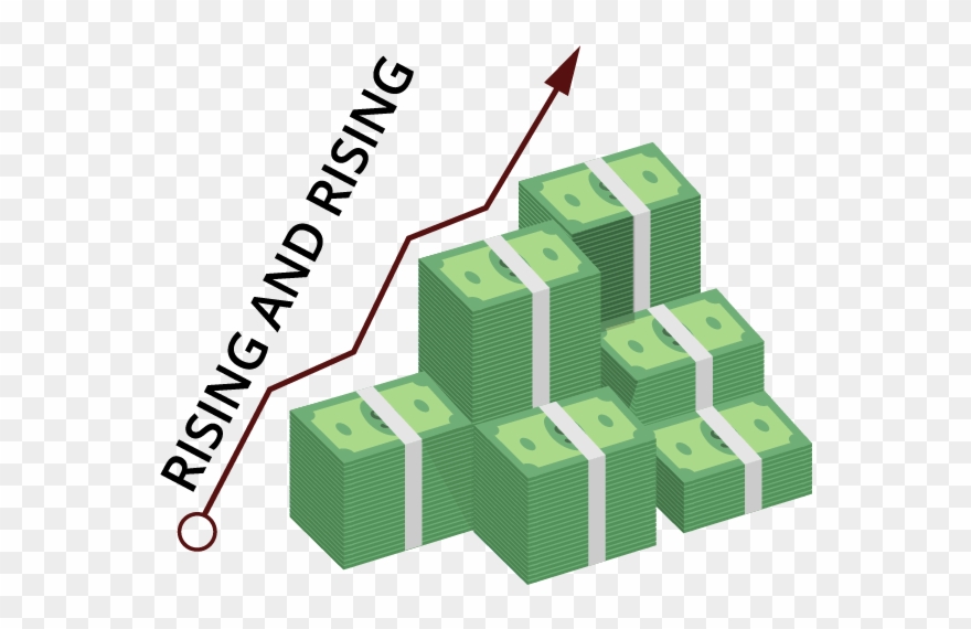 Clip Art Of Stacks Of Money Piled Up With A Arrow Pointing - Advertising - Png Download