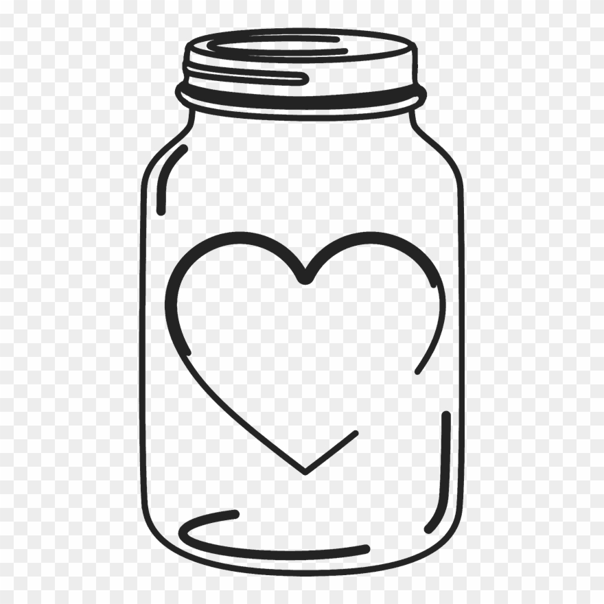 Mason Jar Rubber Stamp With Heart - Transparent Mason Jar Clip Art - Png Download