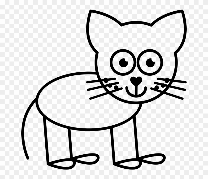 Cat Outline Rubber Stamp - Draw A Stick Figure Dog Clipart
