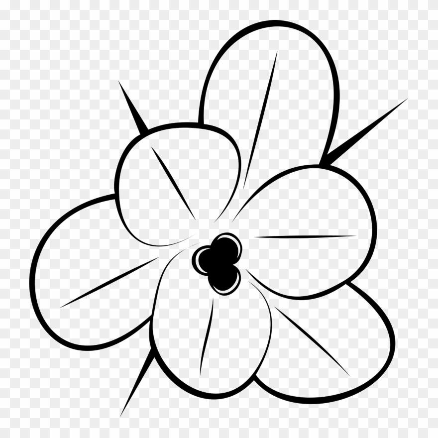 Flower Outline Drawing Rubber Stamp Flower Amp Leaf - Rubber Stamping Clipart