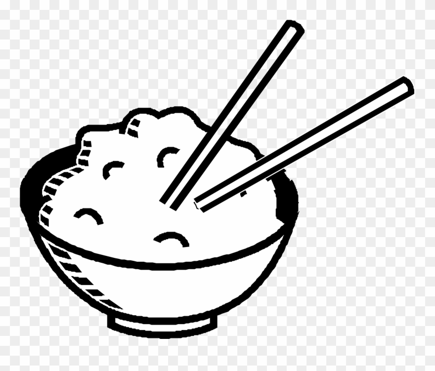 Rice Clipart Black And White - Rice Bowl Clip Art - Png Download