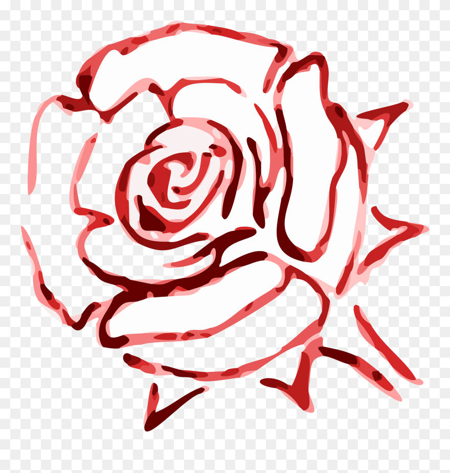 Garden Roses Cut Flowers Red - Red Rose Outline Transparent Clipart
