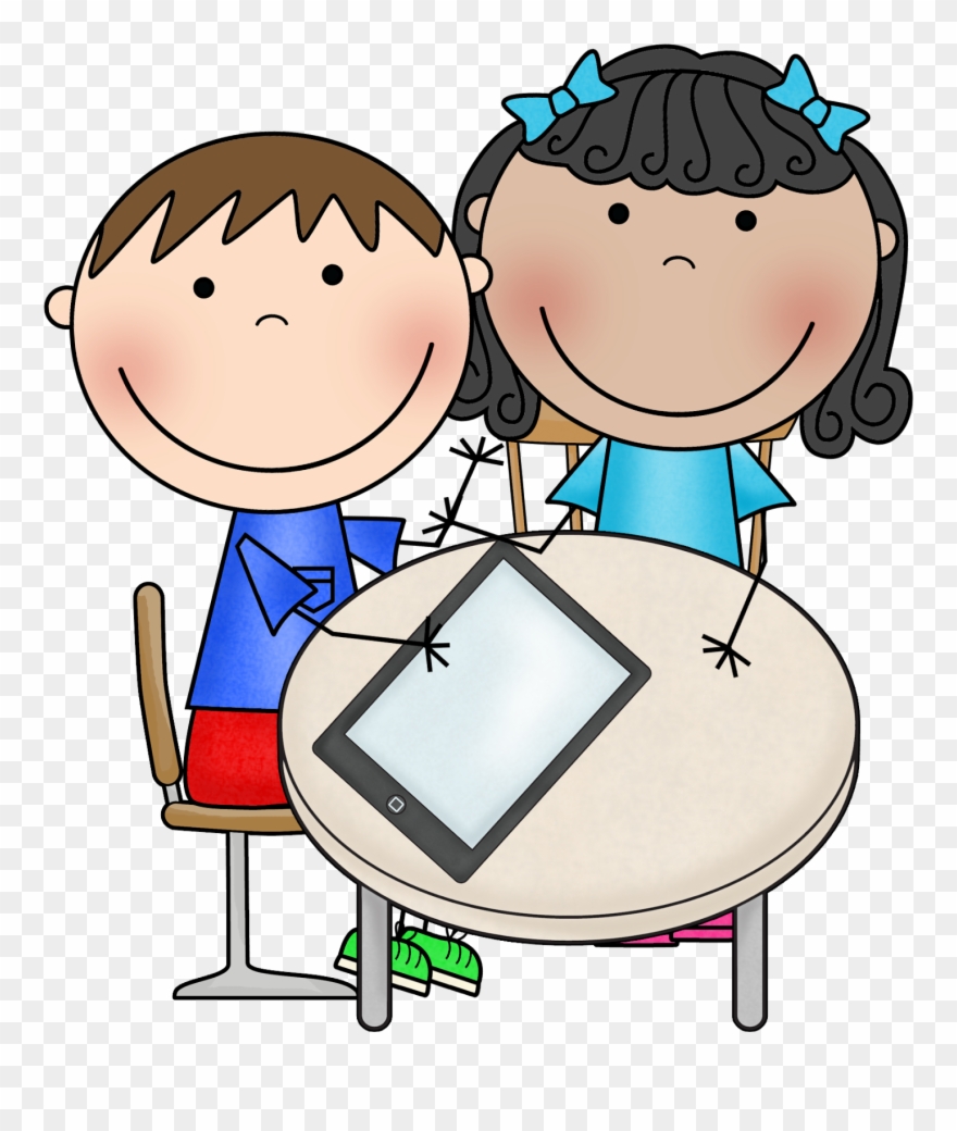 Clipart Chair Stacker - Student On Ipad Clipart - Png Download