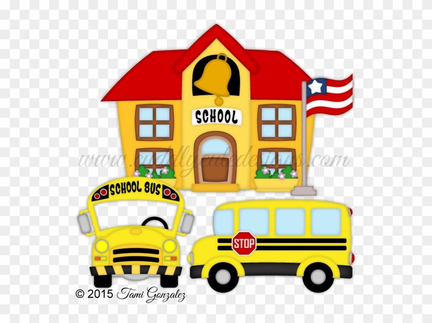 School And Garden Flags - Bus Clipart