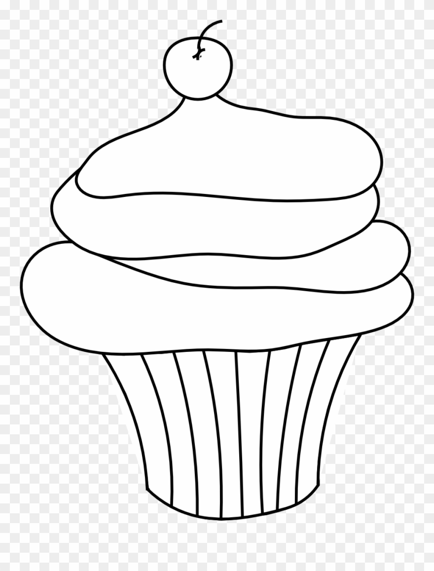 Cupcake Free Digital Stamp - Cupcake Clipart Black And White No Background - Png Download