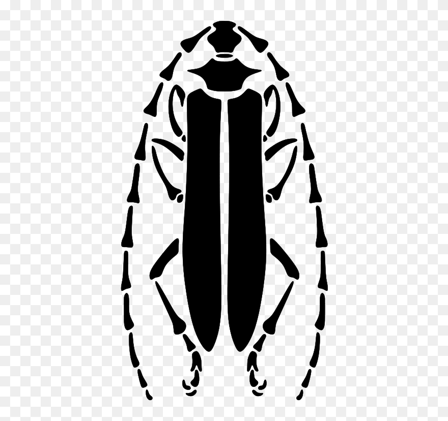 Longhorn Beetle Rubber Stamp Scarabs Paper - Beetle Stencil Clipart