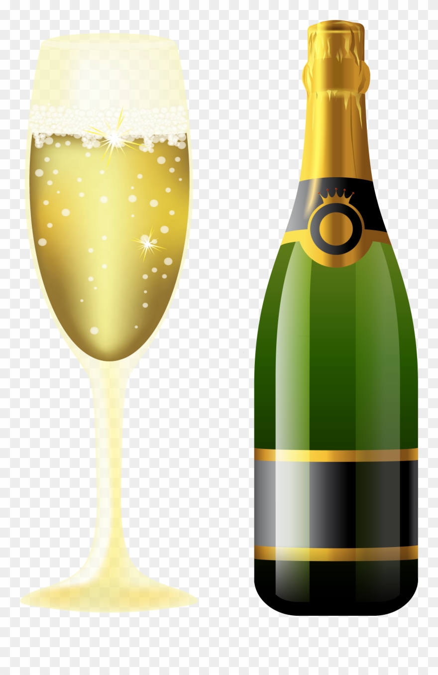 New Year Sparkling Wine And Glass M=1399672800 - Wine And Glass Png Clipart