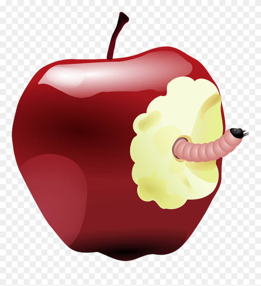 Apple With Worm Clip Art At Clipart Library - Bitten Apple - Png Download