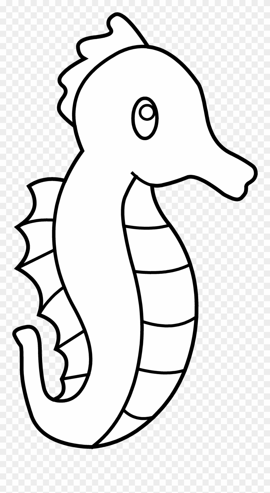Cute Seahorse Line Art - Easy Drawing Of Sea Horse Clipart