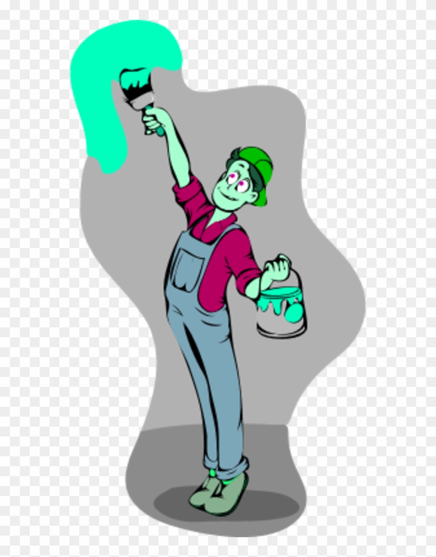 Large Man Painting The Holding - Man Painting Wall Clipart - Png Download