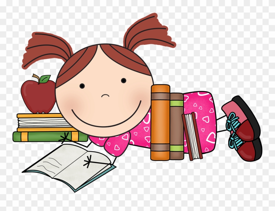 Diving Clipart School - Scrappin Doodles Girl Reading - Png Download