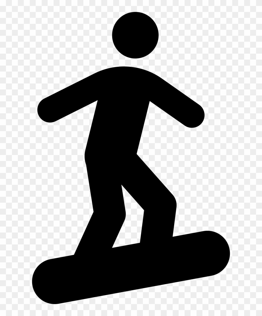 Snowboarding Drawing Clip Art - Stick Figure On Snowboard - Png Download