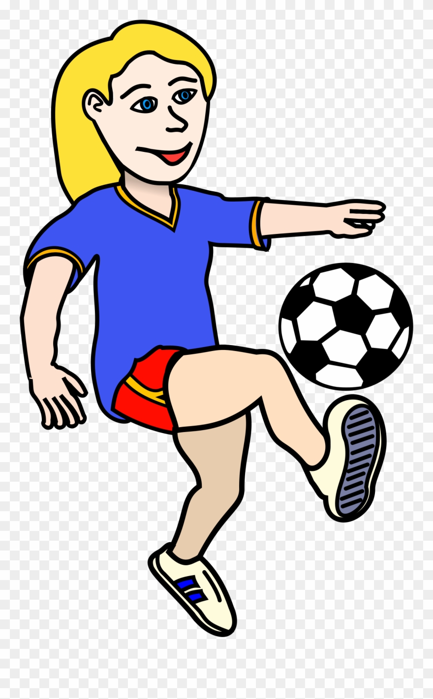 Big Image - Girl Playing Football Clipart - Png Download