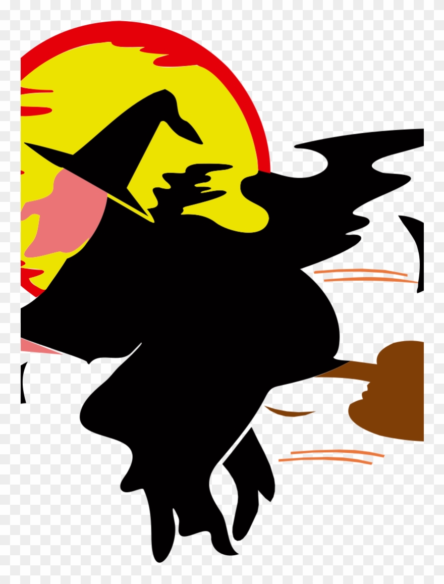 Witch Over Harvest Moon Clip Art - Halloween Witch - Png Download
