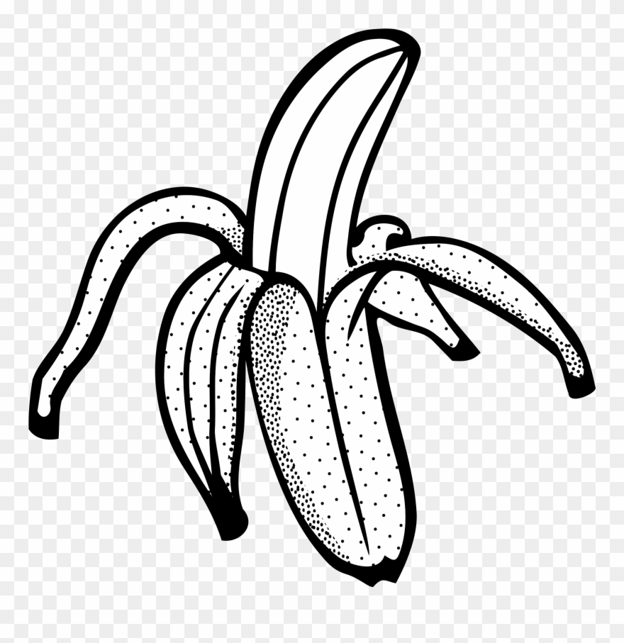 Banana Black And White Clipart - Banana Line Art Png Transparent Png